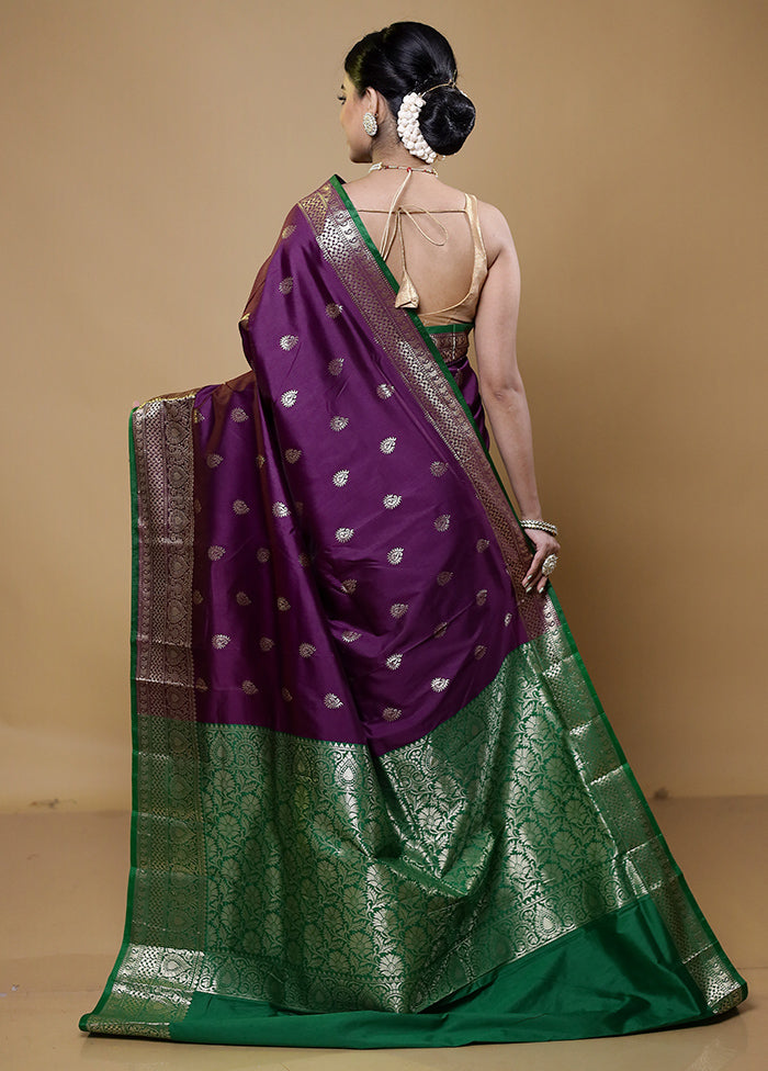 Purple Katan Silk Saree With Blouse Piece