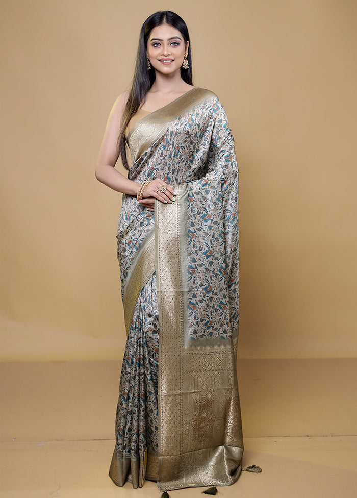 Cream Dupion Silk Saree With Blouse Piece