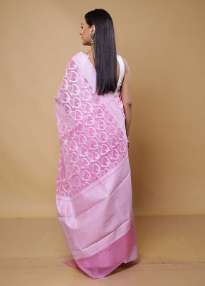 Pink Cotton Saree With Blouse Piece