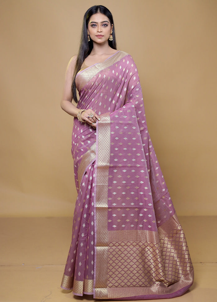 Purple Kora Silk Saree With Blouse Piece