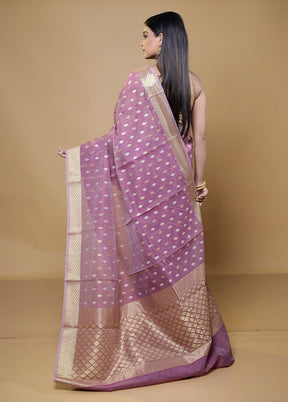 Purple Kora Silk Saree With Blouse Piece