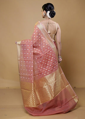 Pink Kora Silk Saree With Blouse Piece