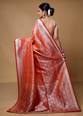 Orange Uppada Silk Saree With Blouse Piece