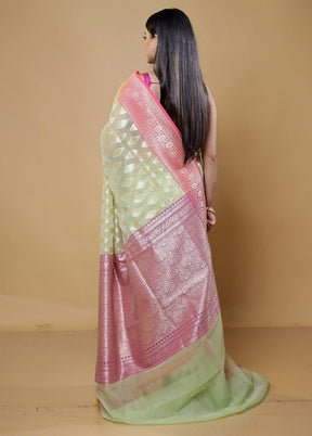 Green Organza Saree With Blouse Piece