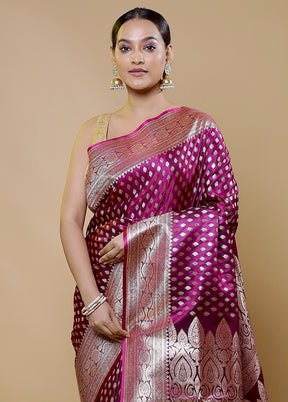 Purple Banarasi Silk Saree With Blouse Piece