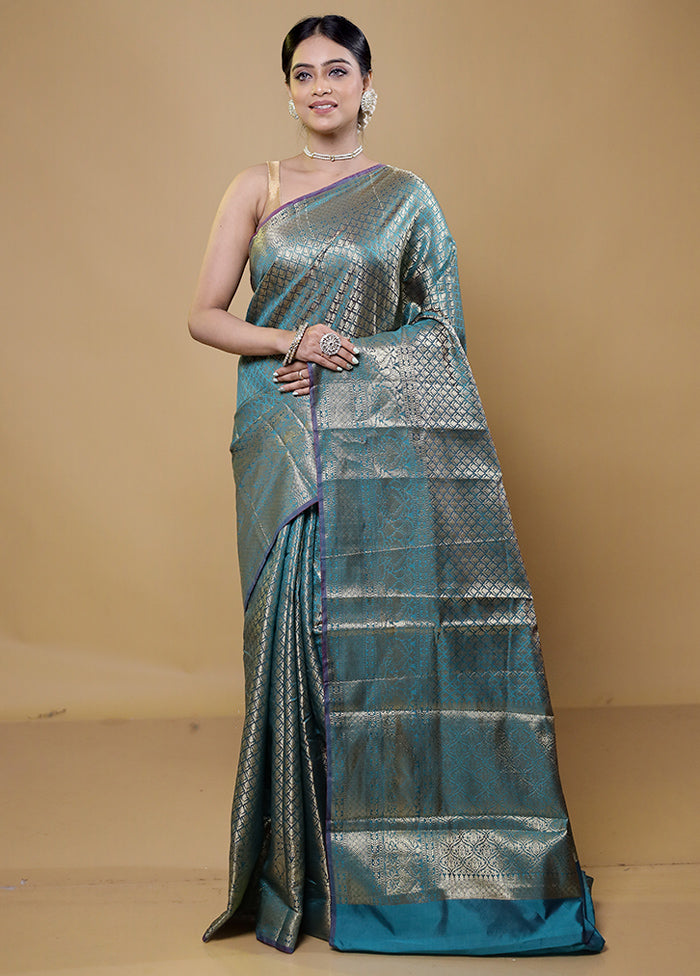 Green Kora Silk Saree With Blouse Piece