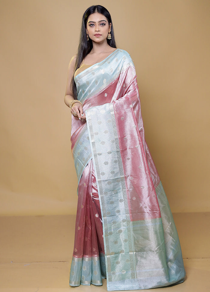 Pink Tissue Silk Saree With Blouse Piece