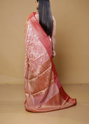 Pink Kora Silk Saree With Blouse Piece