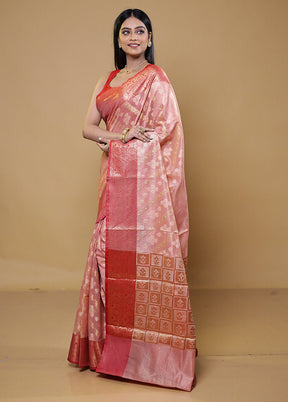 Pink Kora Silk Saree With Blouse Piece