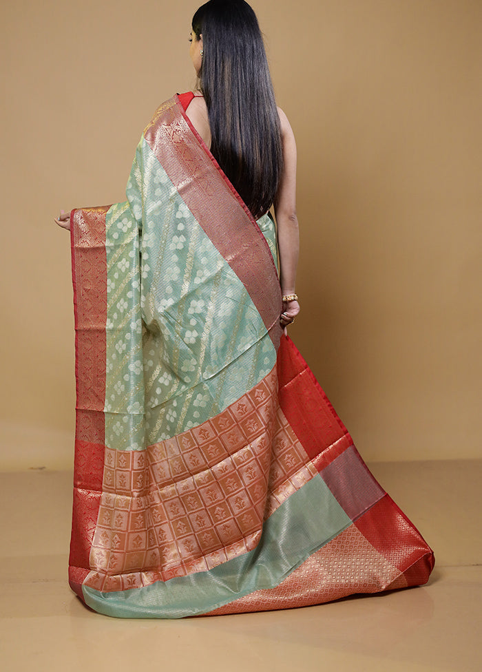 Green Kora Silk Saree With Blouse Piece