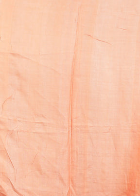Peach Tussar Pure Silk Saree With Blouse Piece