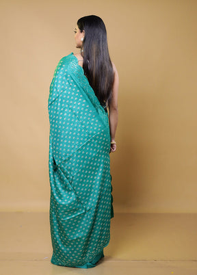 Green Handloom Tussar Pure Silk Saree With Blouse Piece