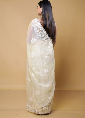 White Organza Saree With Blouse Piece