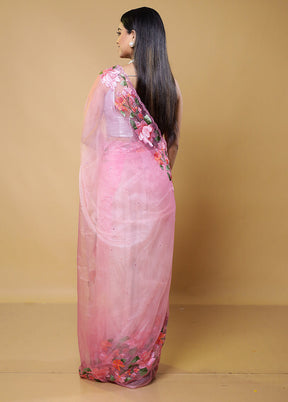 Pink Organza Saree With Blouse Piece