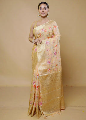 Cream Organza Saree With Blouse Piece