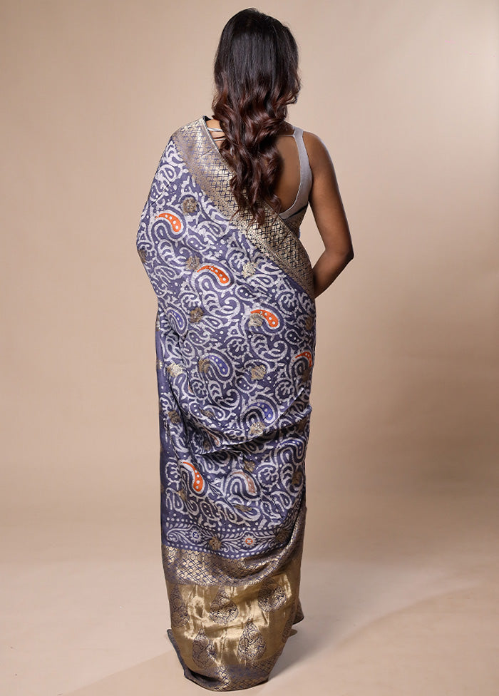 Blue Tussar Silk Saree With Blouse Piece