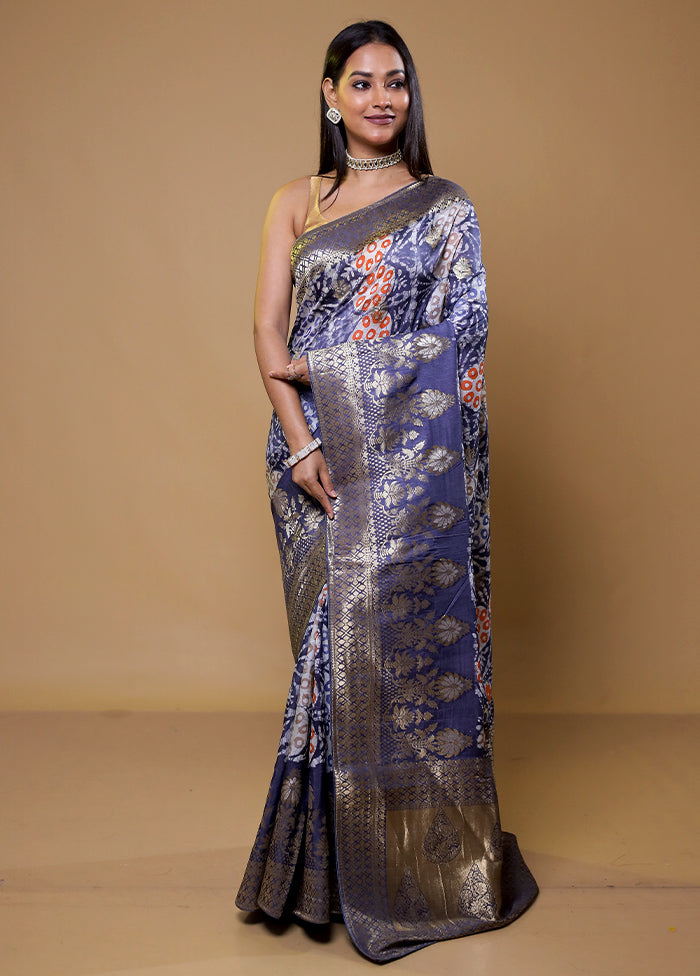 Purple Tussar Silk Saree With Blouse Piece