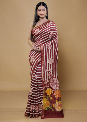 Pink Pure Cotton Saree With Blouse Piece