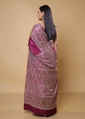 Pink Printed Silk Saree Without Blouse Piece