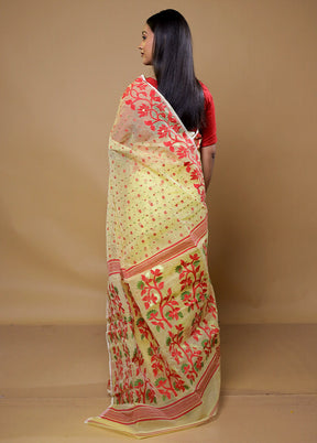 Yellow Tant Jamdani Saree Without Blouse Piece