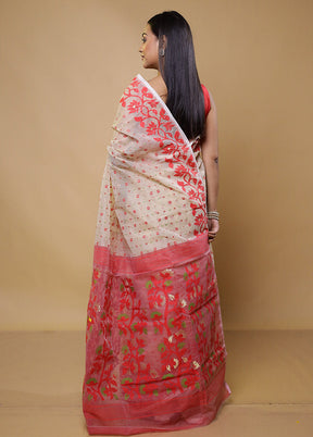 Grey Tant Jamdani Saree Without Blouse Piece