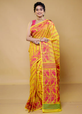 Yellow Tant Jamdani Saree Without Blouse Piece