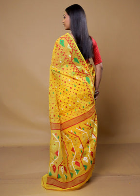 Yellow Tant Jamdani Saree Without Blouse Piece