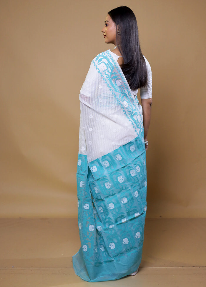 Green Tant Jamdani Saree Without Blouse Piece