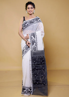 Black Tant Jamdani Saree Without Blouse Piece