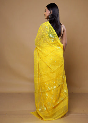 Yellow Tant Jamdani Saree Without Blouse Piece