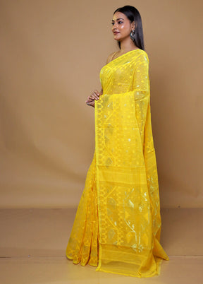 Yellow Tant Jamdani Saree Without Blouse Piece