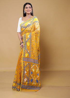 Yellow Tant Jamdani Saree Without Blouse Piece