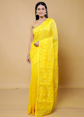 Yellow Tant Jamdani Saree Without Blouse Piece