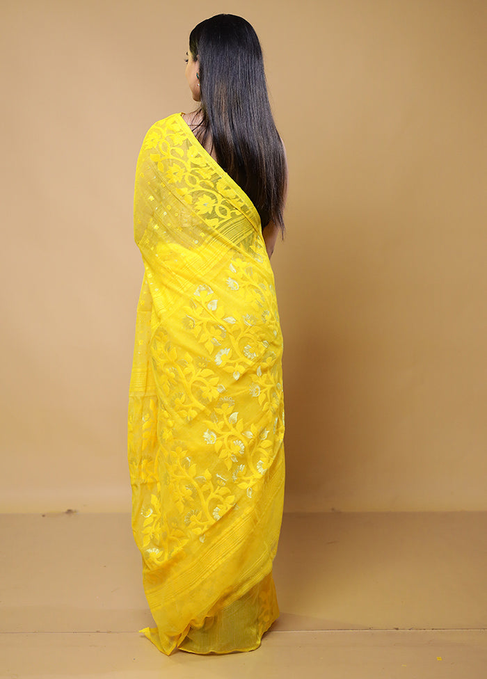 Yellow Tant Jamdani Saree Without Blouse Piece