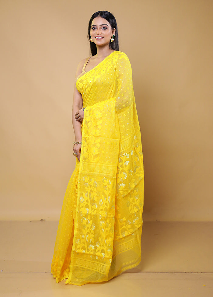 Yellow Tant Jamdani Saree Without Blouse Piece