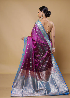 Pink Banarasi Silk Saree With Blouse Piece