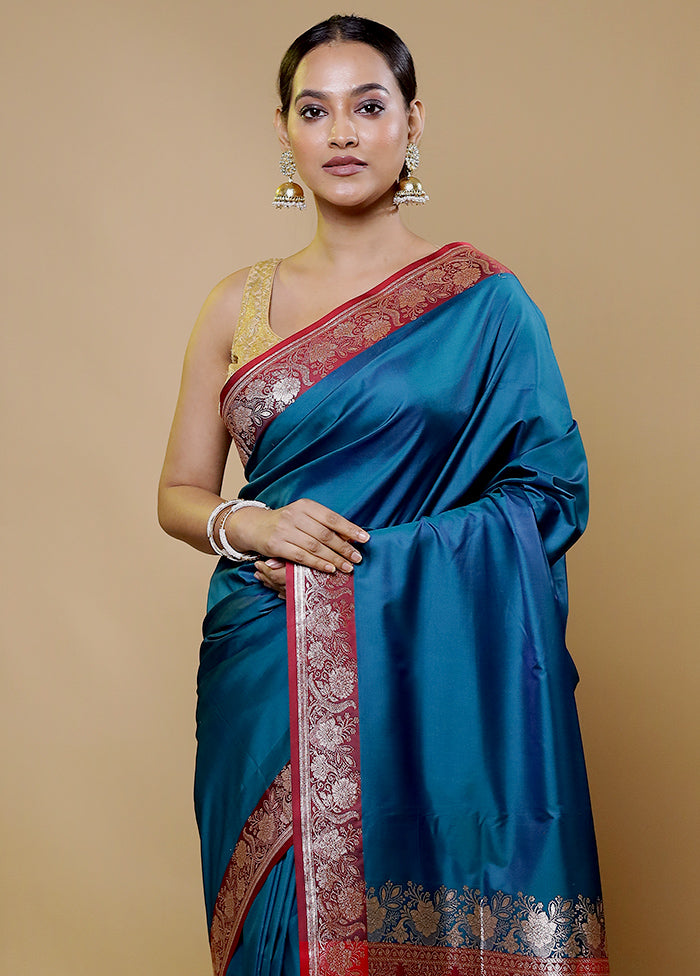 Green Banarasi Silk Saree With Blouse Piece