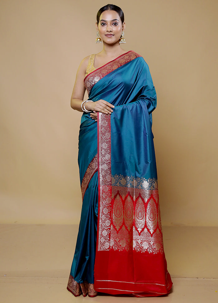 Green Banarasi Silk Saree With Blouse Piece