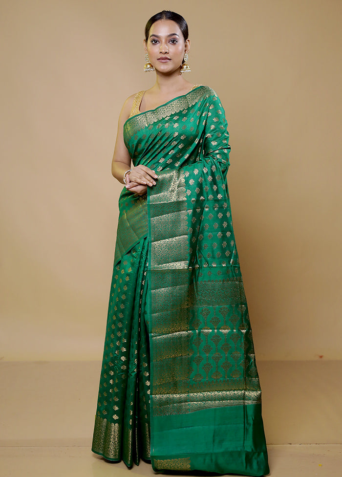 Green Tussar Silk Saree With Blouse Piece