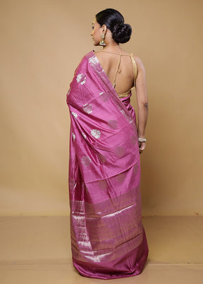 Pink Tussar Silk Saree With Blouse Piece