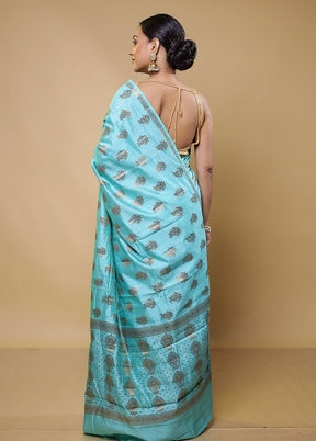 Green Tussar Silk Saree With Blouse Piece