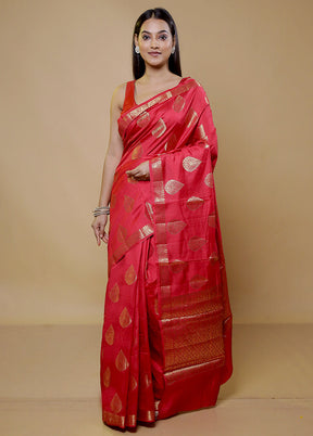 Red Tussar Silk Saree With Blouse Piece