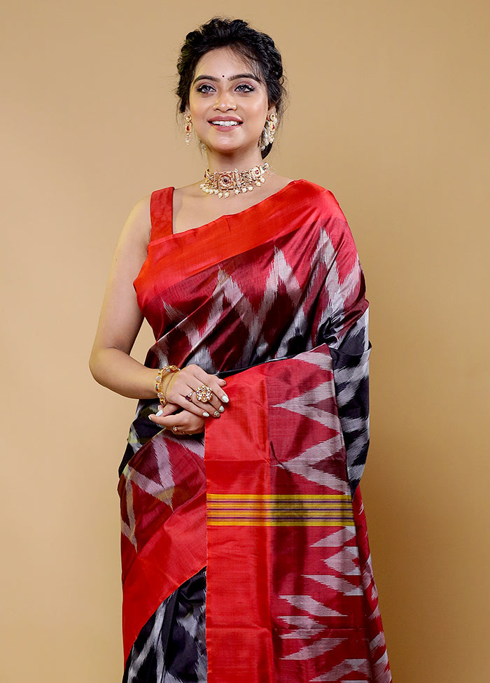 Black Handloom Pure Bishnupuri Silk Saree With Blouse Piece
