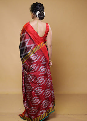 Black Handloom Pure Bishnupuri Silk Saree With Blouse Piece