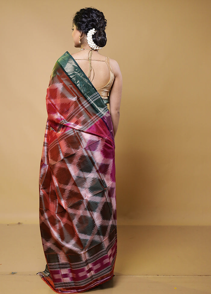 Pink Handloom Pure Bishnupuri Silk Saree Without Blouse Piece