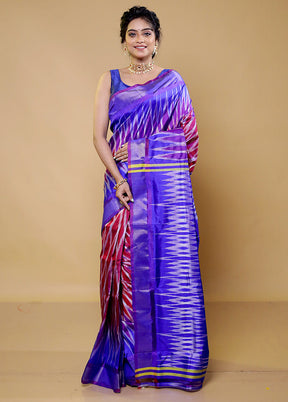 Blue Handloom Pure Bishnupuri Silk Saree Without Blouse Piece