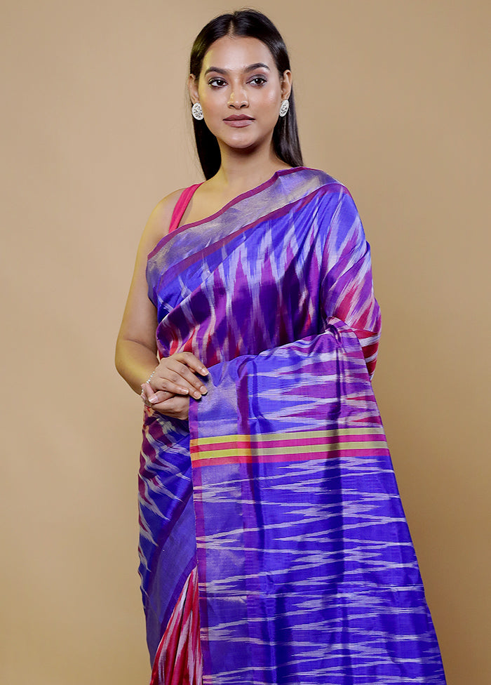 Purple Pure Bishnupuri Silk Saree Without Blouse Piece