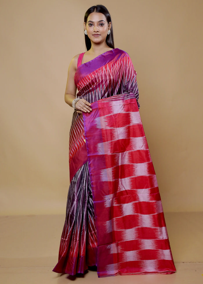 Red Pure Bishnupuri Silk Saree With Blouse Piece