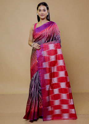 Red Pure Bishnupuri Silk Saree Without Blouse Piece