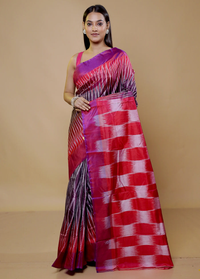 Red Pure Bishnupuri Silk Saree Without Blouse Piece